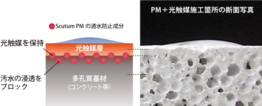 コンクリート面への光触媒塗布例